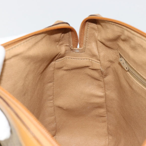 GUCCI Micro GG Supreme Hand Bag PVC 2way Beige Gold Auth 184496