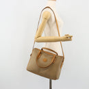 GUCCI Micro GG Supreme Hand Bag PVC 2way Beige Gold Auth 184496-25