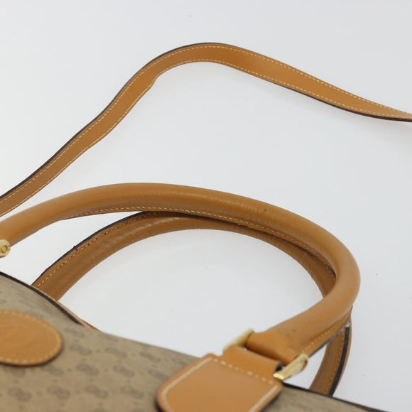 GUCCI Micro GG Supreme Hand Bag PVC 2way Beige Gold Auth 184496