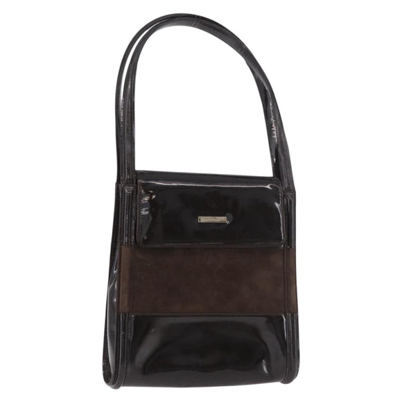 GUCCI Shoulder Bag Patent leather Brown Gold Auth 184498