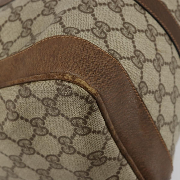 GUCCI GG Supreme Boston Bag PVC Beige Gold Auth 184499