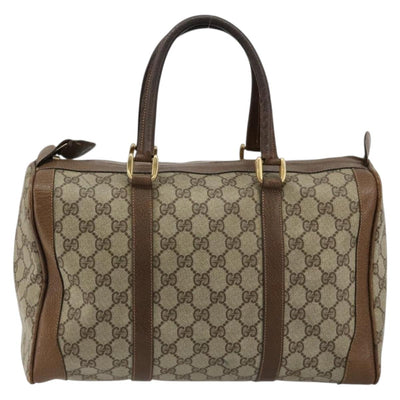 GUCCI GG Supreme Boston Bag PVC Beige Gold Auth 184499 - 0