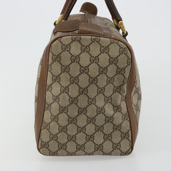 GUCCI GG Supreme Boston Bag PVC Beige Gold Auth 184499