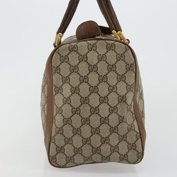 GUCCI GG Supreme Boston Bag PVC Beige Gold Auth 184499
