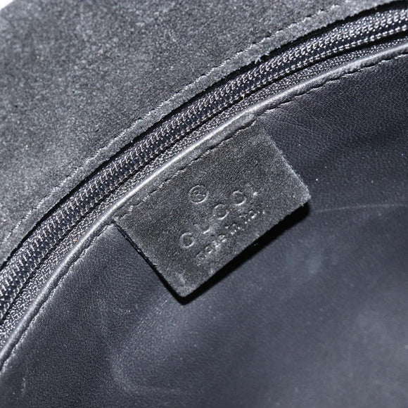 GUCCI Hand Bag Suede Black Silver 002 1025 Auth 184500
