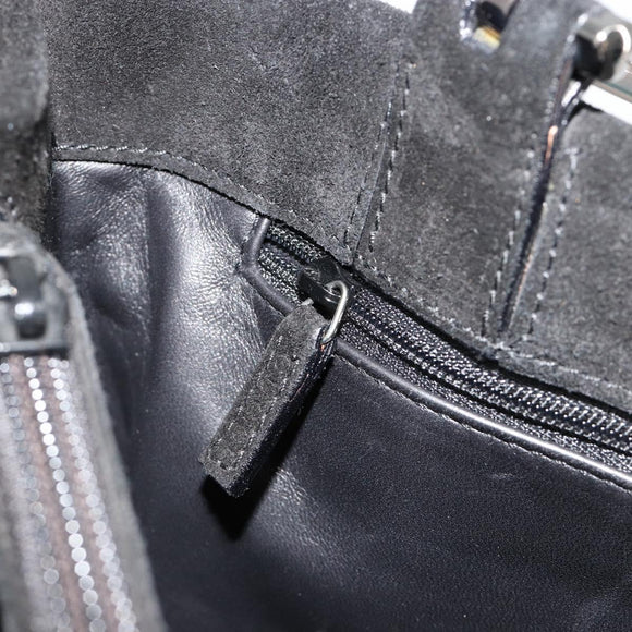GUCCI Hand Bag Suede Black Silver 002 1025 Auth 184500