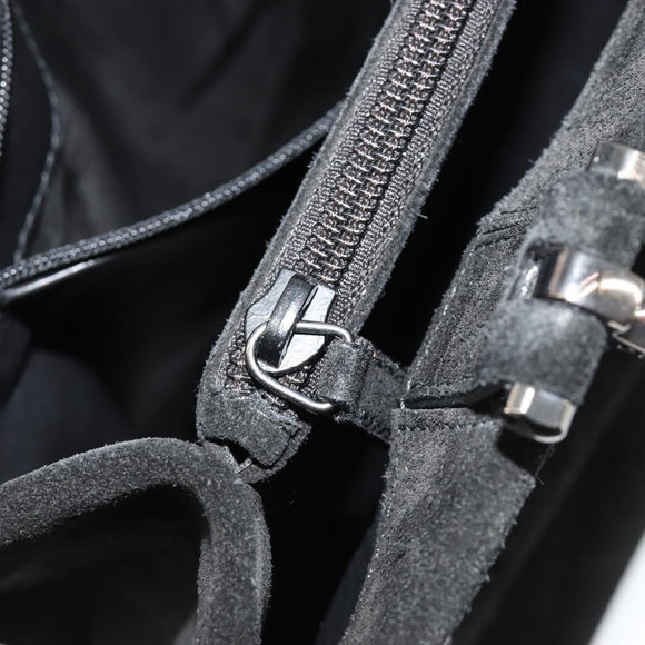GUCCI Hand Bag Suede Black Silver 002 1025 Auth 184500