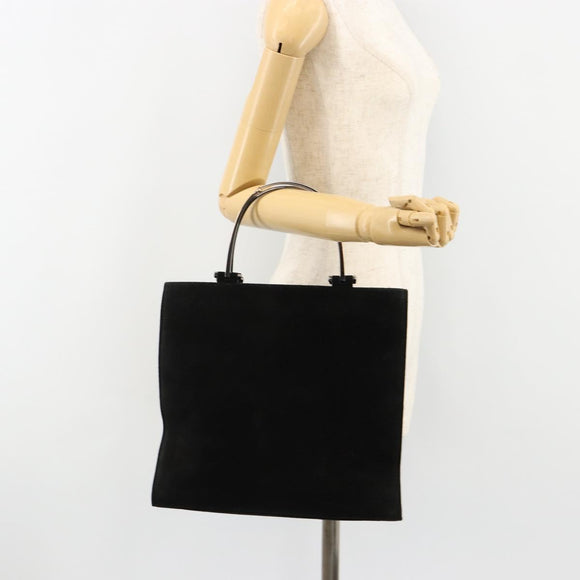 GUCCI Hand Bag Suede Black Silver 002 1025 Auth 184500