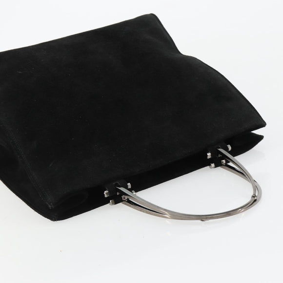 GUCCI Hand Bag Suede Black Silver 002 1025 Auth 184500