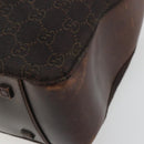 GUCCI GG Canvas Tote Bag Brown Silver 101919 Auth 184501-9
