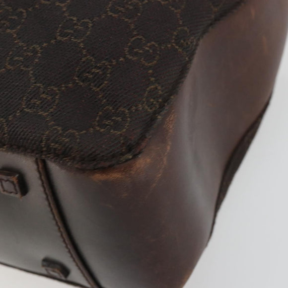 GUCCI GG Canvas Tote Bag Brown Silver 101919 Auth 184501