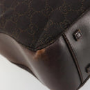 GUCCI GG Canvas Tote Bag Brown Silver 101919 Auth 184501-16