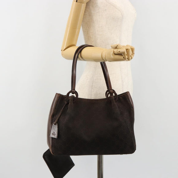 GUCCI GG Canvas Tote Bag Brown Silver 101919 Auth 184501