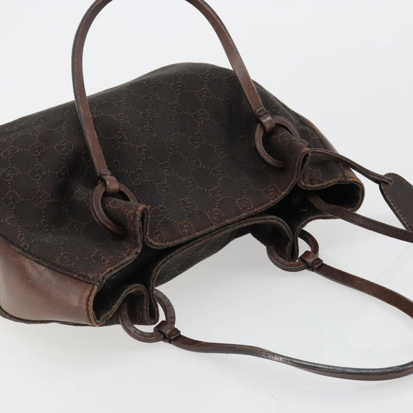 GUCCI GG Canvas Tote Bag Brown Silver 101919 Auth 184501