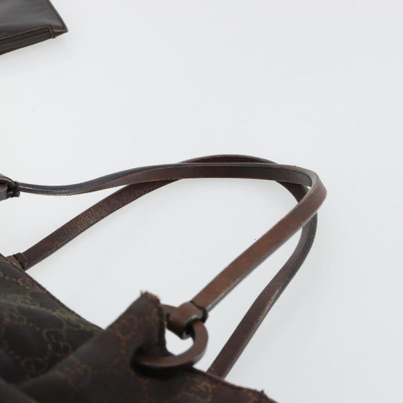 GUCCI GG Canvas Tote Bag Brown Silver 101919 Auth 184501