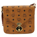 MCM Vicetos Logogram Shoulder Bag PVC Leather Brown Gold Auth 184502-13