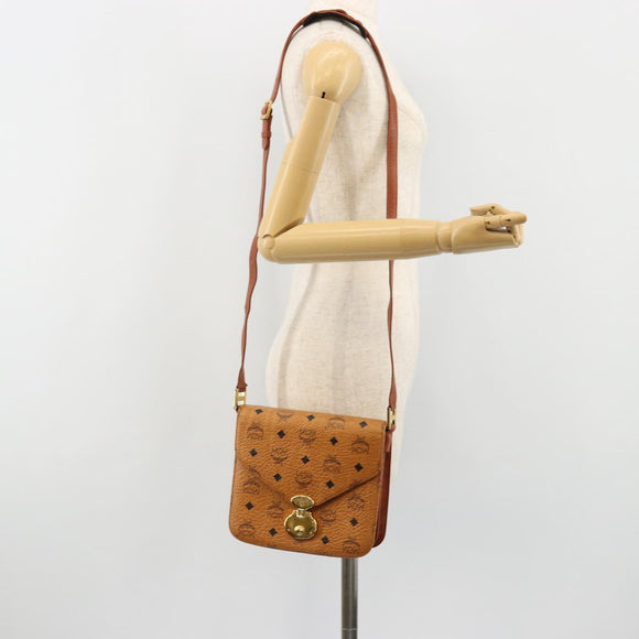 MCM Vicetos Logogram Shoulder Bag PVC Leather Brown Gold Auth 184502