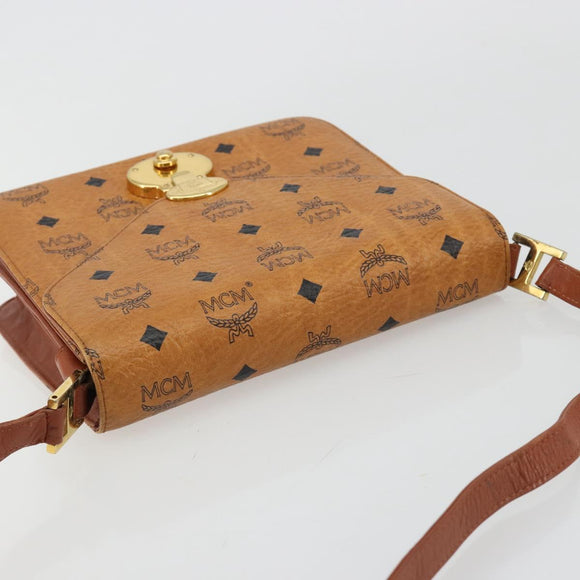 MCM Vicetos Logogram Shoulder Bag PVC Leather Brown Gold Auth 184502