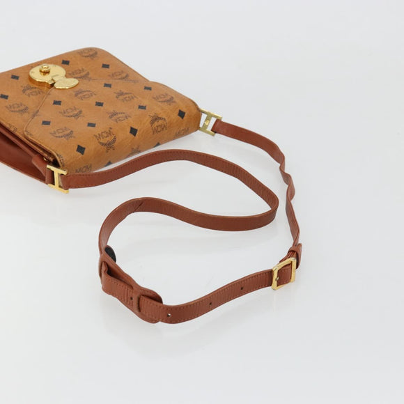 MCM Vicetos Logogram Shoulder Bag PVC Leather Brown Gold Auth 184502