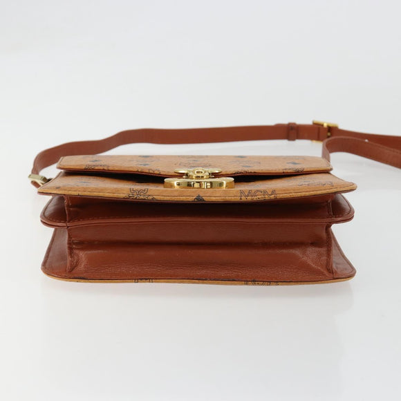 MCM Vicetos Logogram Shoulder Bag PVC Leather Brown Gold Auth 184502