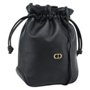 Christian Dior Shoulder Bag Leather Black Gold Auth 184503A-1