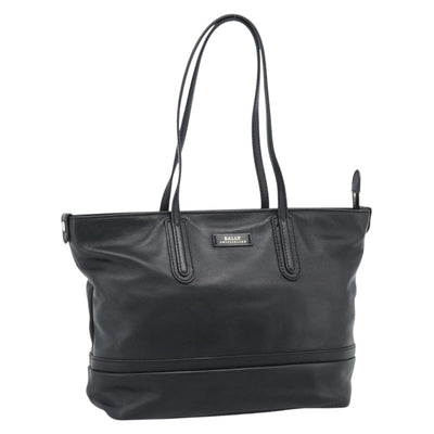 BALLY Hand Bag Leather Black Gold Auth 184506