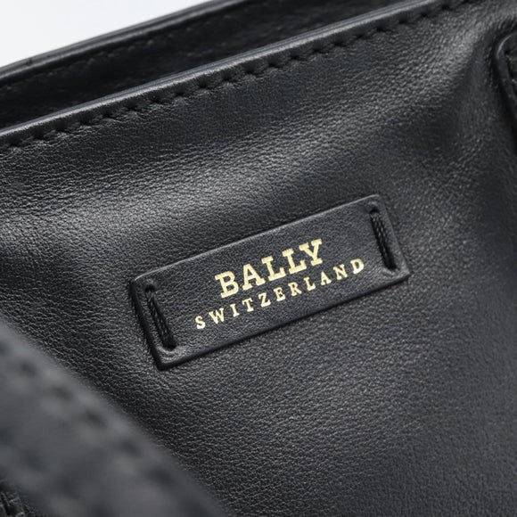 BALLY Hand Bag Leather Black Gold Auth 184506