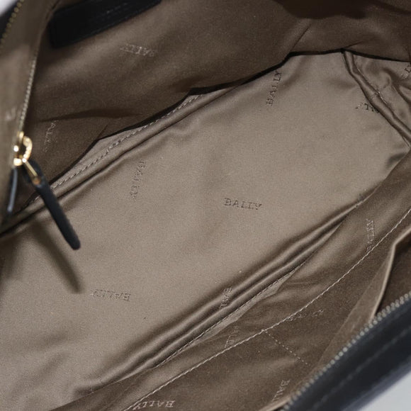 BALLY Hand Bag Leather Black Gold Auth 184506