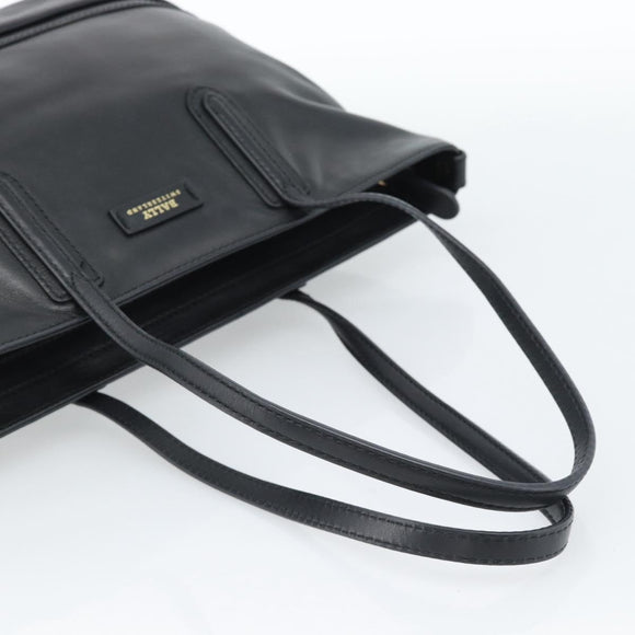 BALLY Hand Bag Leather Black Gold Auth 184506