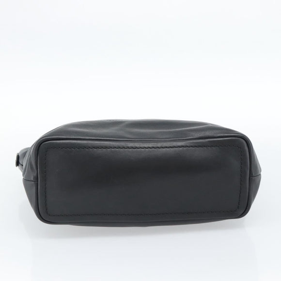 BALLY Hand Bag Leather Black Gold Auth 184506