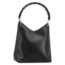 GUCCI Bamboo Shoulder Bag Leather Black Gold 001 3007 3754 Auth 184507-1