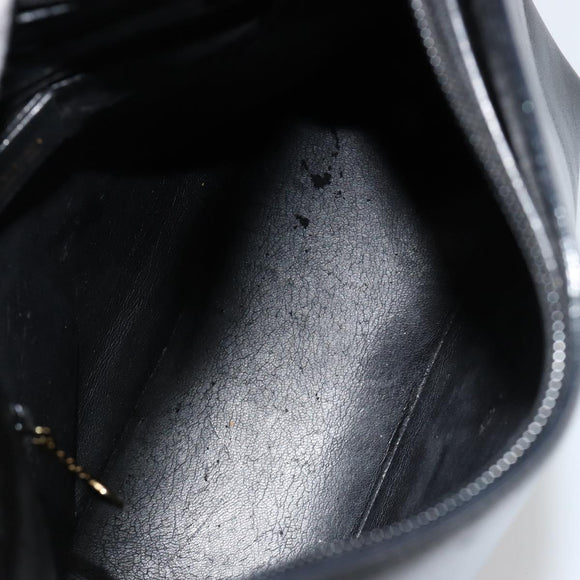 GUCCI Bamboo Shoulder Bag Leather Black Gold 001 3007 3754 Auth 184507