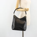 GUCCI Bamboo Shoulder Bag Leather Black Gold 001 3007 3754 Auth 184507-22