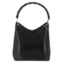 GUCCI Bamboo Shoulder Bag Leather Black Gold 001 3007 3754 Auth 184507-2