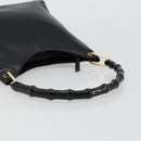 GUCCI Bamboo Shoulder Bag Leather Black Gold 001 3007 3754 Auth 184507-7