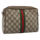 GUCCI GG Supreme Web Sherry Line Clutch Bag PVC Beige Red 89 01 012 Auth 184511-1