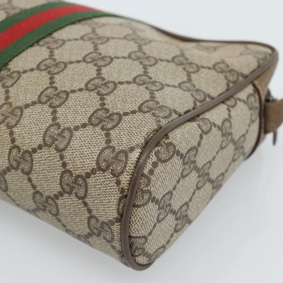 GUCCI GG Supreme Web Sherry Line Clutch Bag PVC Beige Red 89 01 012 Auth 184511