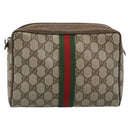 GUCCI GG Supreme Web Sherry Line Clutch Bag PVC Beige Red 89 01 012 Auth 184511-2