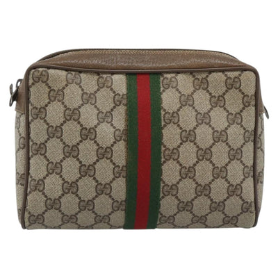 GUCCI GG Supreme Web Sherry Line Clutch Bag PVC Beige Red 89 01 012 Auth 184511 - 0