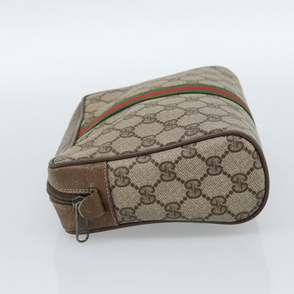 GUCCI GG Supreme Web Sherry Line Clutch Bag PVC Beige Red 89 01 012 Auth 184511