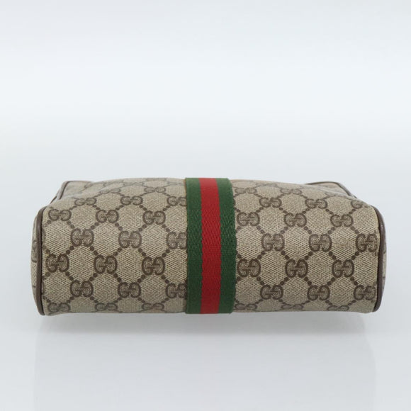 GUCCI GG Supreme Web Sherry Line Clutch Bag PVC Beige Red 89 01 012 Auth 184511
