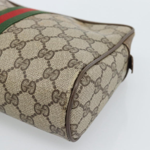 GUCCI GG Supreme Web Sherry Line Clutch Bag PVC Beige Red 89 01 012 Auth 184511