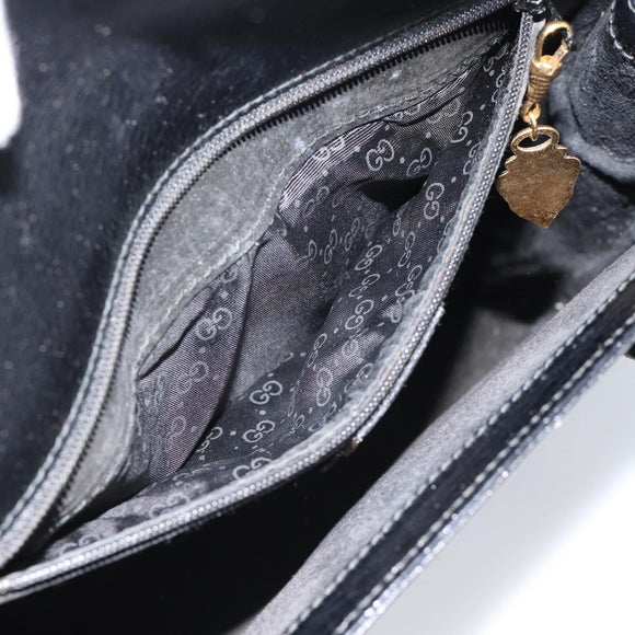 GUCCI Handtasche Leder Schwarz Gold 000 109 0098 Auth 184513