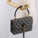 LOEWE Anagram Hand Bag PVC Gray Gold Auth 184514V-25