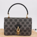 LOEWE Anagram Hand Bag PVC Gray Gold Auth 184514V-12