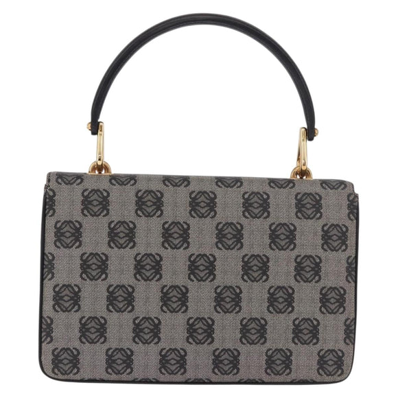 LOEWE Anagram Hand Bag PVC Gray Gold Auth 184514V