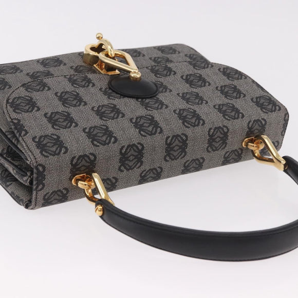 LOEWE Anagram Hand Bag PVC Gray Gold Auth 184514V