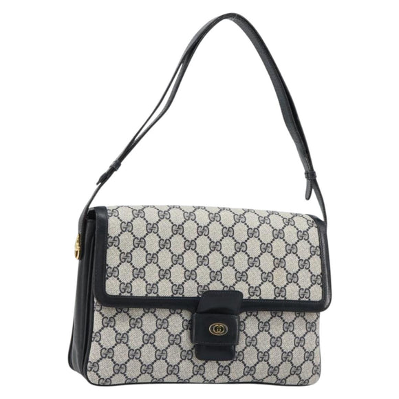 GUCCI GG Supreme Shoulder Bag PVC Navy Gold 14 01 4084 Auth 184523