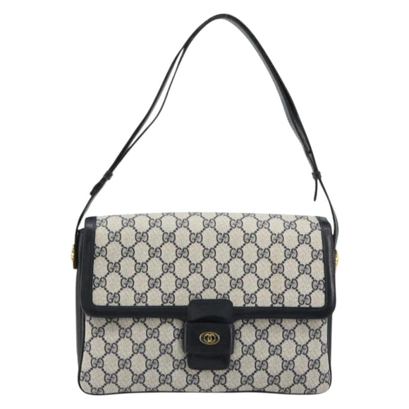 GUCCI GG Supreme Shoulder Bag PVC Navy Gold 14 01 4084 Auth 184523
