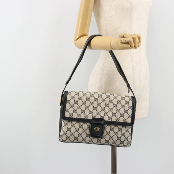 GUCCI GG Supreme Shoulder Bag PVC Navy Gold 14 01 4084 Auth 184523